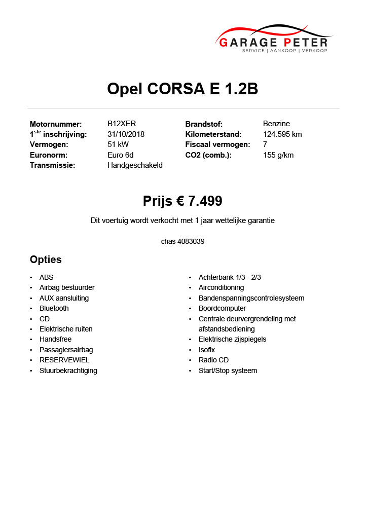 opel corsa e 1200 benzine tweedehandswagens garage peter bredene oostende