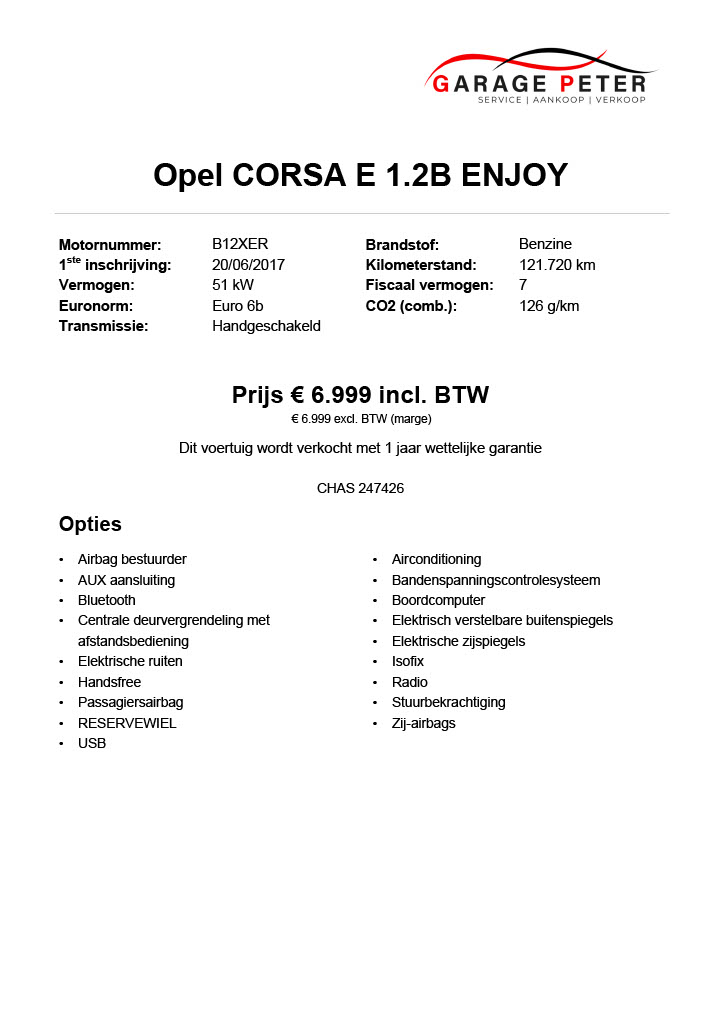 fiche Opel Corsa E 1200 benzine tweedehandswagens garage peter bredene oostende (1)
