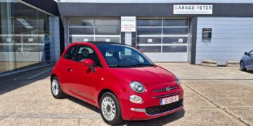 Fiat 500 C hybride 2021 1240 benzine cabrio rood tweedehandswagens garage peter bredene oostende (1)