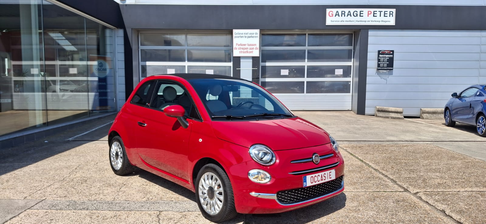 Fiat 500 C hybride 2021 1240 benzine cabrio rood tweedehandswagens garage peter bredene oostende (1)