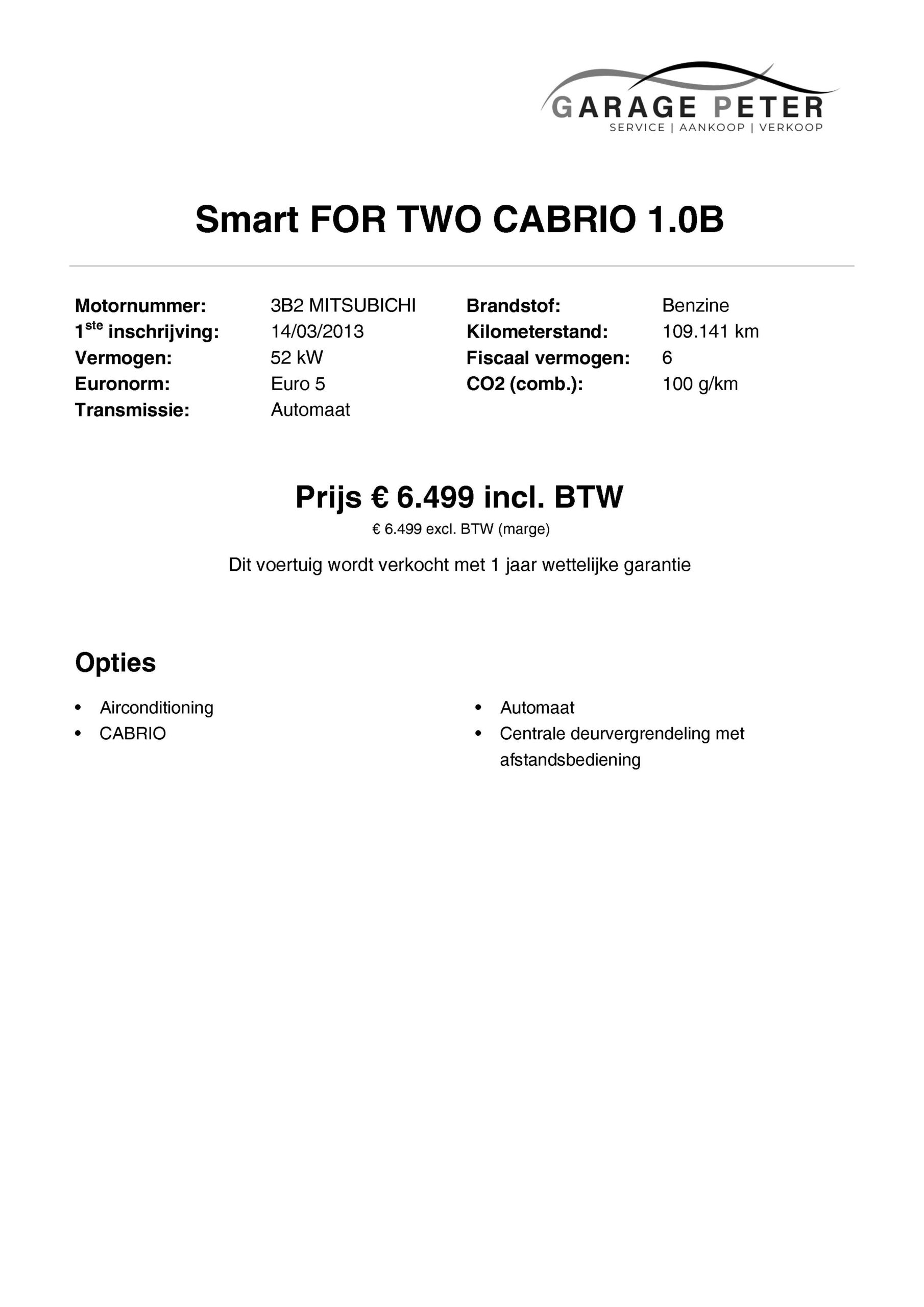 FICHE smart fortwo cabrio 1000 benzine tweedehandswagens garage peter bredene oostende (1)